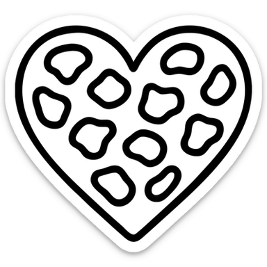 clean and bold leopard print heart icon, simple icon style, strong outline sticker