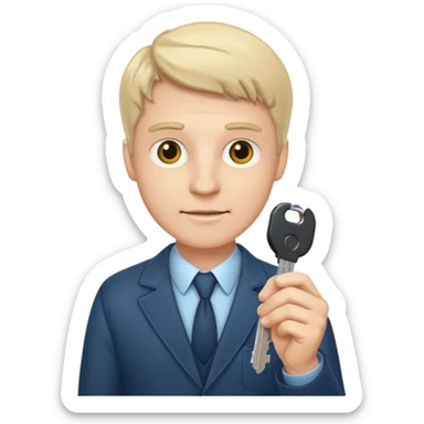 Hombre blanco con juego de llaves en la mano sticker