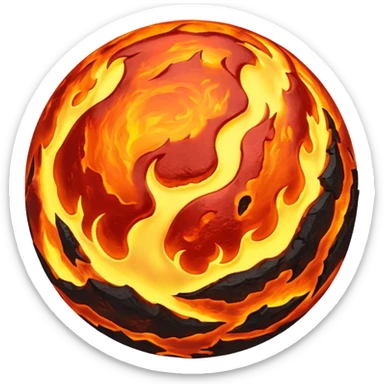 sphere globe planet, surface covered with lava fire sticker