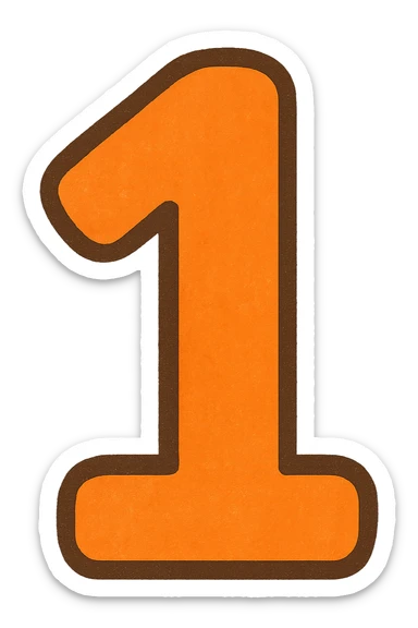 bold and legible number in bright fluorescent orange color, modern style, transparent background sticker