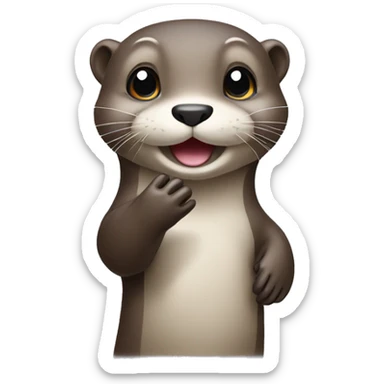 a cute otter with its hand raised sticker