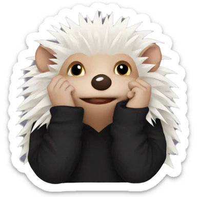hedgehog facepalm in black longsleeve  sticker