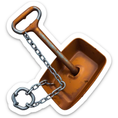 a shovel breaking a chain, simple and clear sticker