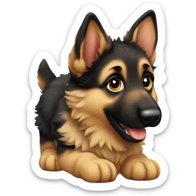 Fluffy German shepherd puppy sticker