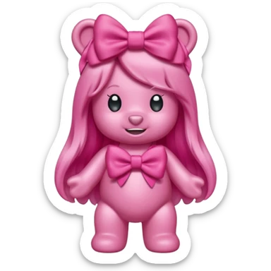 gummy bear with long hair and a hairbow sticker