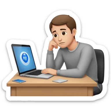 Create a 5 Emojis of my day and write a sentence about it... I am A Man...and i am techie and being tired and sleepy with a Laptop in front... sticker