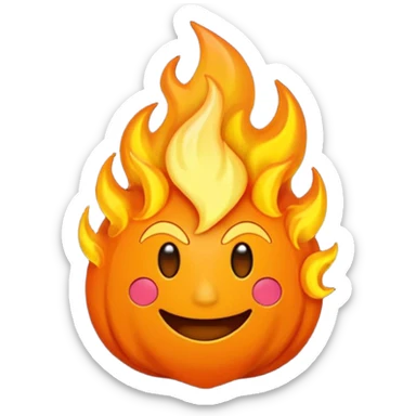 el simbolo de fuego como dibujito animado que tenga en la mano un telefono sticker