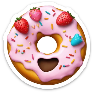 Donut with strawberry icing and sprinkles sticker