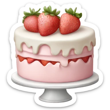 Light Pink strawberries and cream birthday cake  sticker