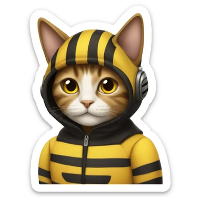 cat in a bumblebee costume sticker