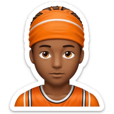 Basketball guy with orange headband sticker