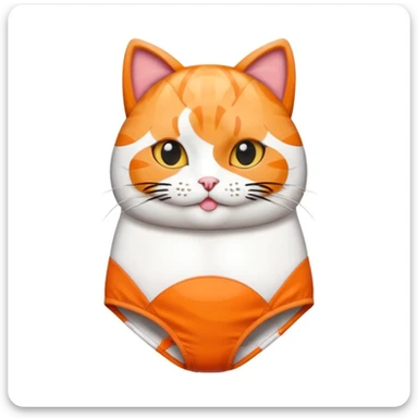 funny cat wearing a one piece swimsuit made of lots of sushi pieces, emoji style sticker