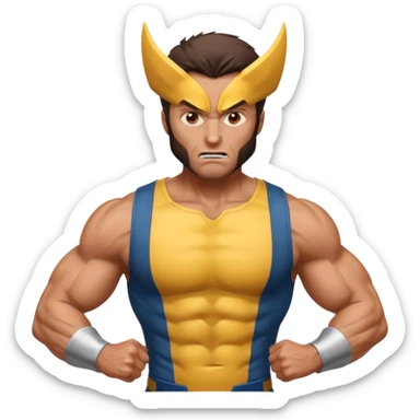 Make a brown-eyed man in a wolverine costume who wonders? sticker