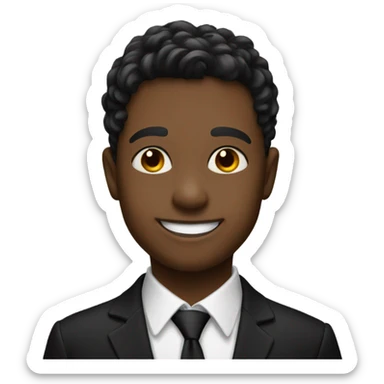 smiling boy in black suit sticker