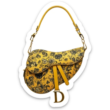 yellow dior printed saddle bag sticker
