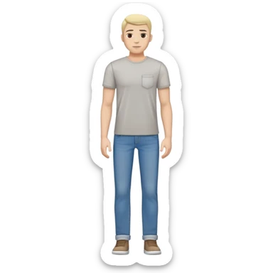 full body lean male figure standing, wearing casual clothes, t-shirt and jeans, average build, not muscular sticker