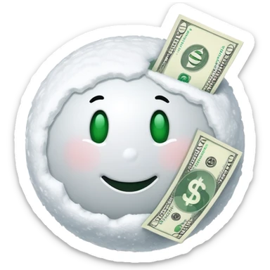 Snow ball with dollar bills  sticker