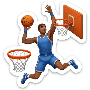 an arm dunking a basketball into a hoop sticker