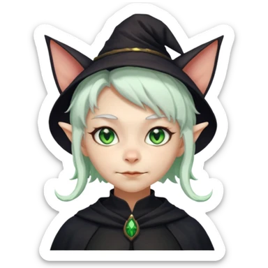 Goblin girl witch white hair, and cats ears 
 sticker