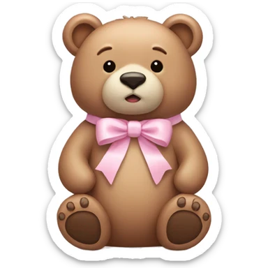 Bear with light pink bow sticker