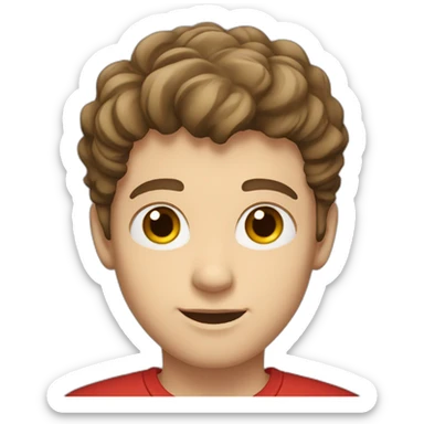 young white male with brown eyes,brown hair wearing red shirt sticker