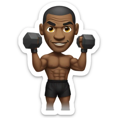 Mike Tyson holding a dumbbell sticker
