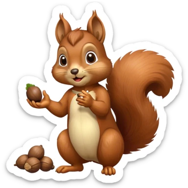 A squirrel blowing a kiss with acorns sticker