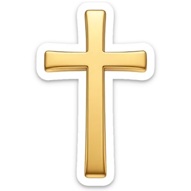 3D emoji of a simple cross, made of smooth wood or gold, with soft edges and a glossy finish in emoji style sticker