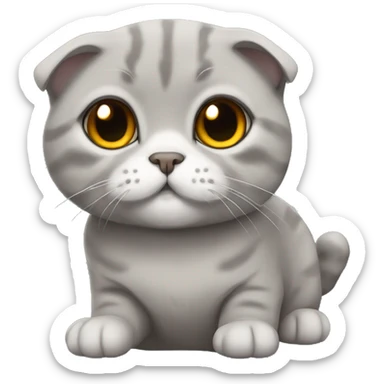 gray scottish fold cat sticker