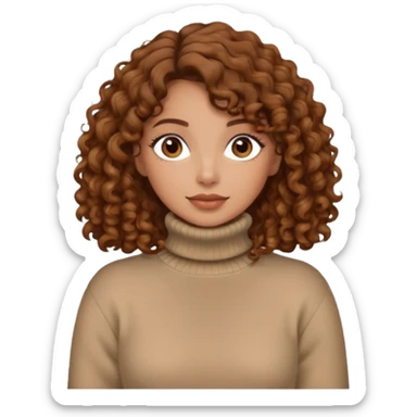 Lady with brown curly hair wearing a Turtleneck sweater sticker