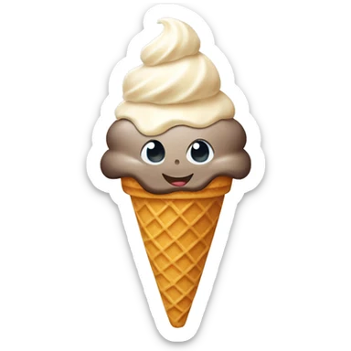 Ice cream with waffle cone  sticker