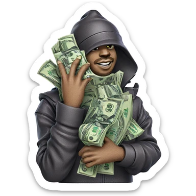 smiling boy with money hat sticker