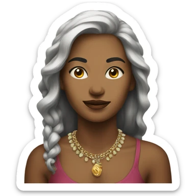 Female portrait with necklace indoors sticker