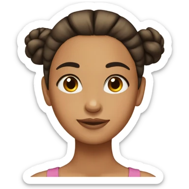 Tan girl with a low middle part bun- dark hair sticker