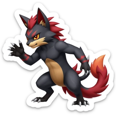 Shiny Dark Badass Handsome Torracat-Zoroark full body sticker