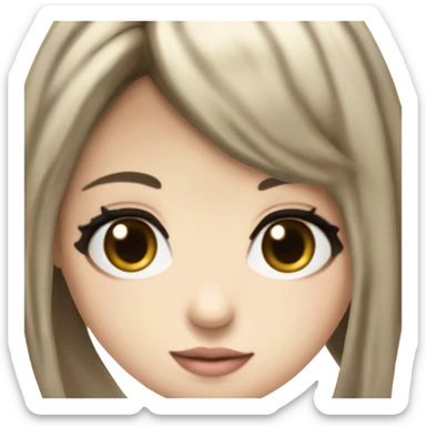 hime gyaru girl with LONG SILKY BLACK HAIR, with black satin halter top with chest, very pale skin and pretty brown monolid eyes sticker