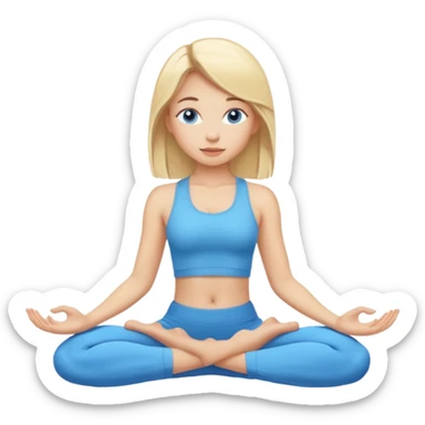 Девушка занимается йогой, голубые глаза, светлая кожа, русые волосы  sticker