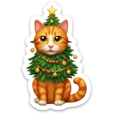 Orange cat beati g christmas tree sticker