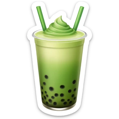 make a matcha boba tea emoji that is green and gradient sticker
