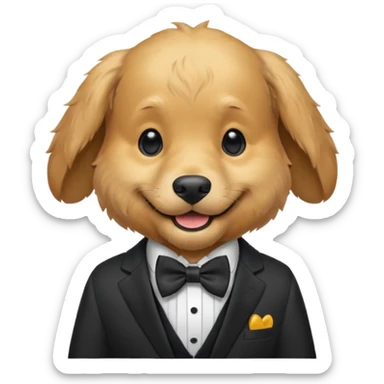 dog with bow in suit. sticker
