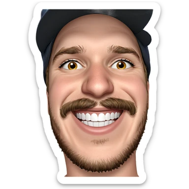 smiling boy with hat sticker