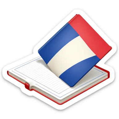 open notebook with French flag on the page sticker