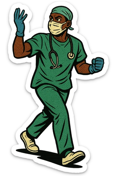 The full body of a modern black surgeon sticker