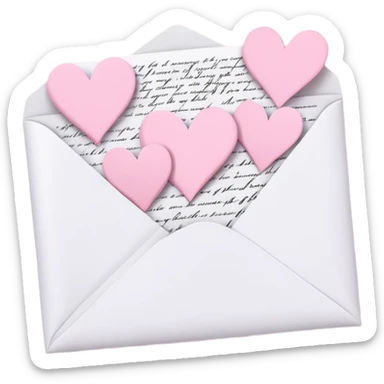 ultra realistic romantic letter with pastel pink hearts sticker