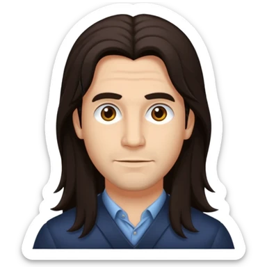 Reginald Arivizu (b.1969) with dark brown long hair sticker