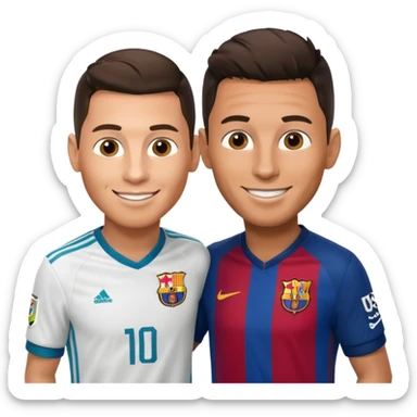 Wir sind gerade angekom Cristiano. Ronaldo macht ein Foto mit Messi. sticker