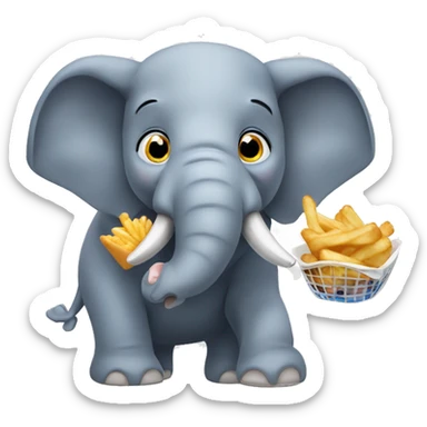 elephant eating fish and chips sticker