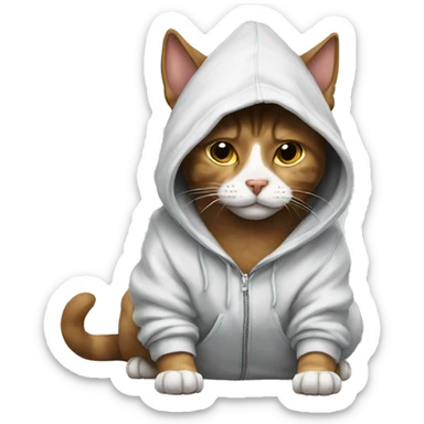 cat with hoodie chilling eith dog sticker