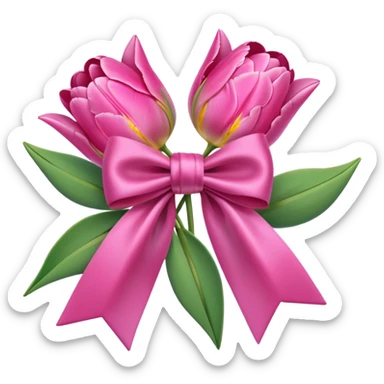 Pink tulips with a bow sticker