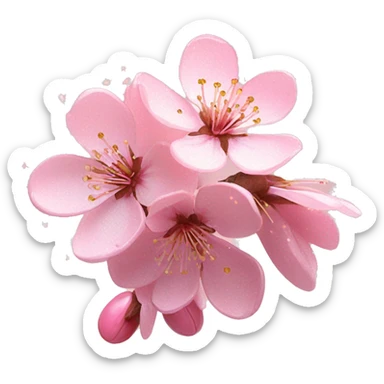 Cherry Blossom "A cluster of pastel pink cherry blossoms with intricate, softly glowing petals, accented by a subtle gradient and tiny glitter dust floating around." sticker